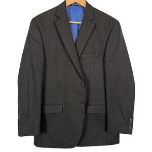 Chaps Mens Brown Plaid Suit Jacket Blazer Sport Coat 2 Button Business 42R